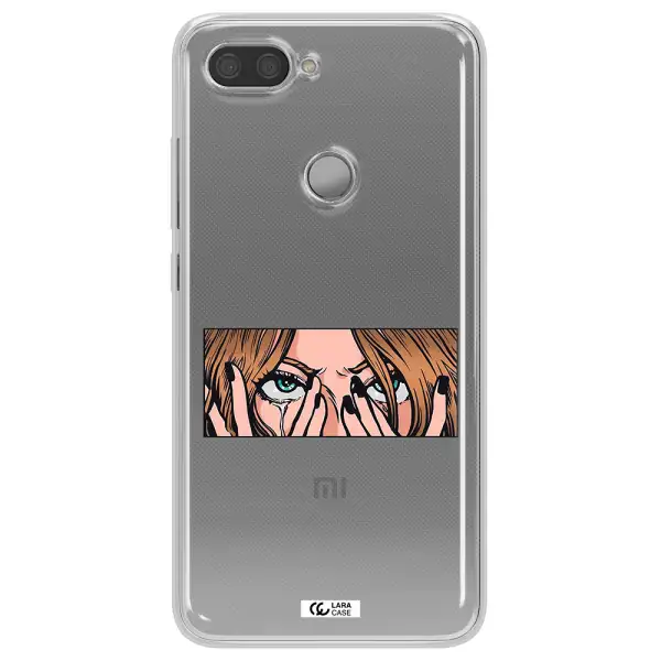 a cartoon of a woman holding her eyes Xiaomi Mi 8 Lite Clear TPU Case