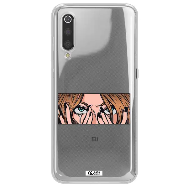 a cartoon of a woman holding her eyes Xiaomi Mi 9 Clear TPU Case