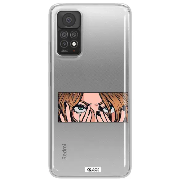 a cartoon of a woman holding her eyes Xiaomi Note 11 Pro Clear TPU Case