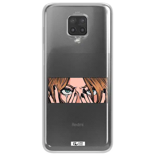 a cartoon of a woman holding her eyes Xiaomi Note 9 Pro Clear TPU Case