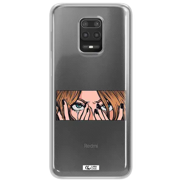 a cartoon of a woman holding her eyes Xiaomi Note 9S Clear TPU Case