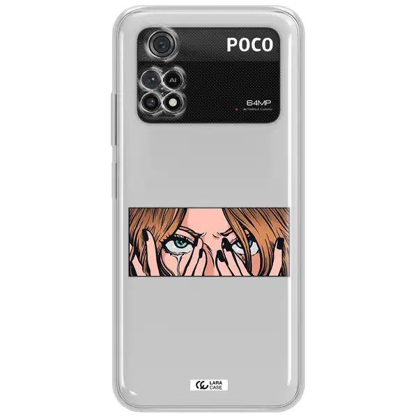 A Cartoon Of A Woman Holding Her Eyes Xiaomi Poco M4 Pro 4G Clear Tpu Case