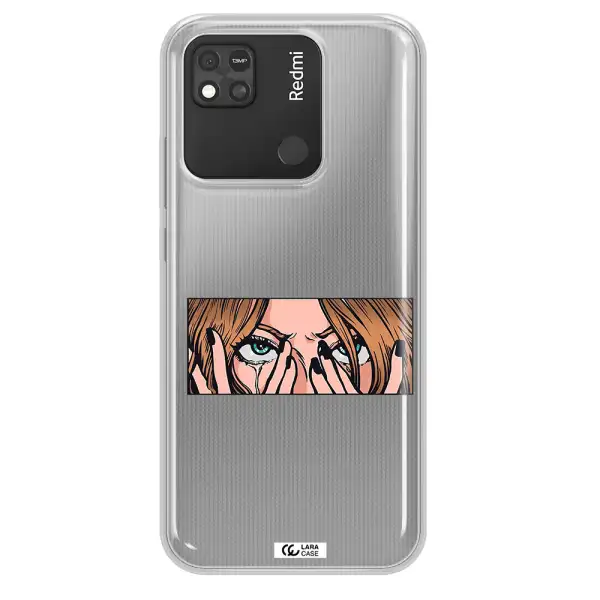 a cartoon of a woman holding her eyes Xiaomi Redmi 10A Clear TPU Case