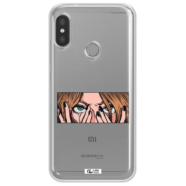 a cartoon of a woman holding her eyes Xiaomi Redmi 6 Pro Clear TPU Case