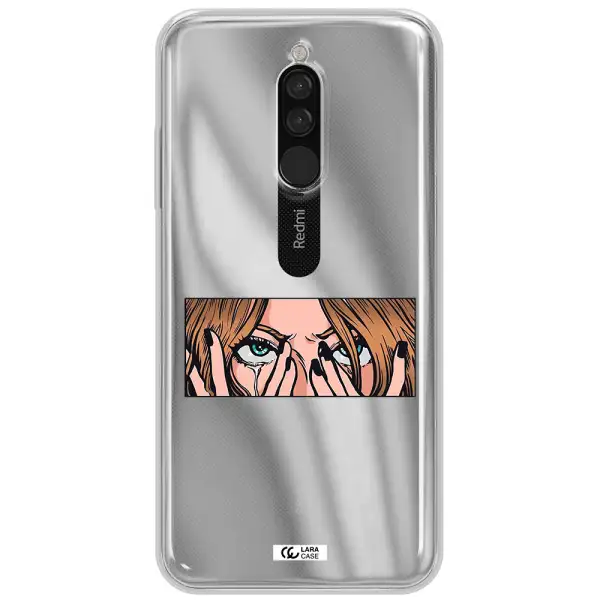 A Cartoon Of A Woman Holding Her Eyes Xiaomi Redmi 8 Clear Tpu Case