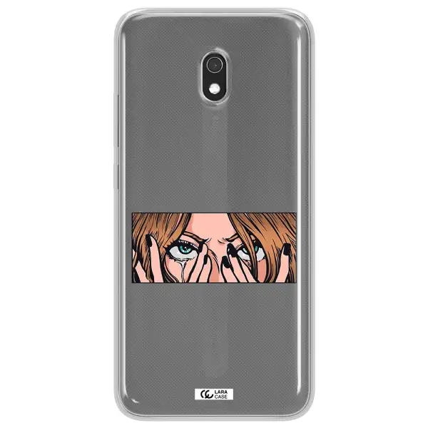 a cartoon of a woman holding her eyes Xiaomi Redmi 8A Clear TPU Case