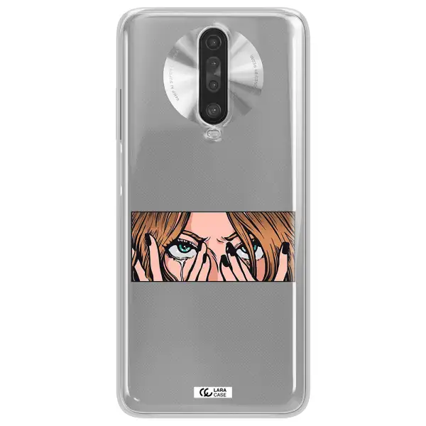 a cartoon of a woman holding her eyes Xiaomi Redmi K30 Clear TPU Case