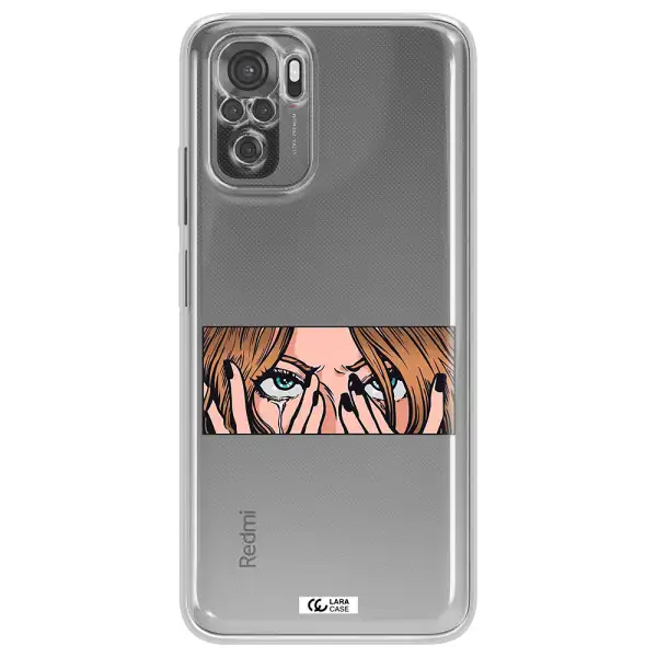 A Cartoon Of A Woman Holding Her Eyes Xiaomi Redmi Note 10S Clear Tpu Case
