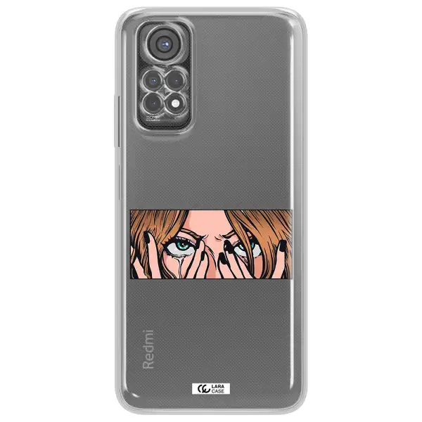 A Cartoon Of A Woman Holding Her Eyes Xiaomi Redmi Note 11S Clear Tpu Case