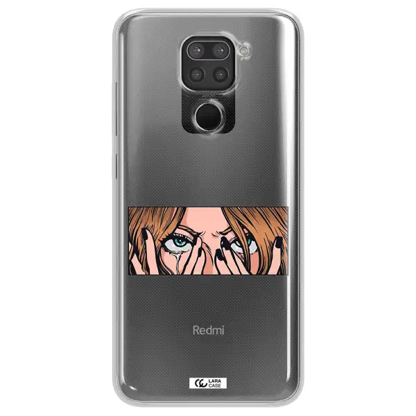 a cartoon of a woman holding her eyes Xiaomi Redmi Note 9 Clear TPU Case