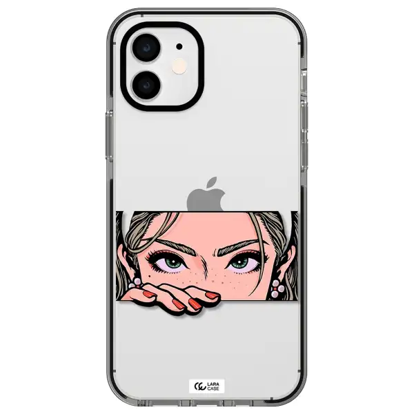 a cartoon of a woman's face Apple iPhone 11 impact black border Case