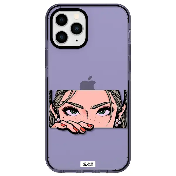 a cartoon of a woman's face Apple iPhone 11 pro impact Lilac Case