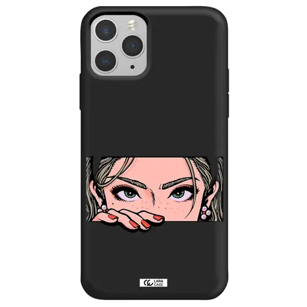 a cartoon of a woman's face Apple iPhone 11 pro Silicone black Case