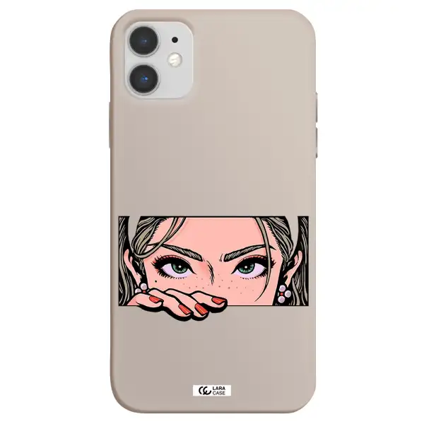 a cartoon of a woman's face Apple iPhone 11 Silicone Stone Case