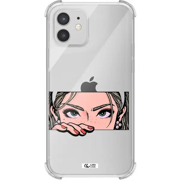 a cartoon of a woman's face Apple iPhone 12 Clear PC Case