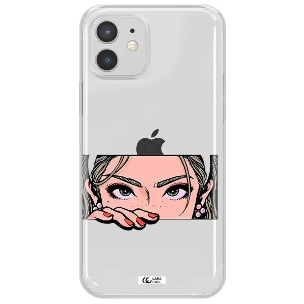 A Cartoon Of A Woman's Face Apple Iphone 12 Mini Clear Tpu Case