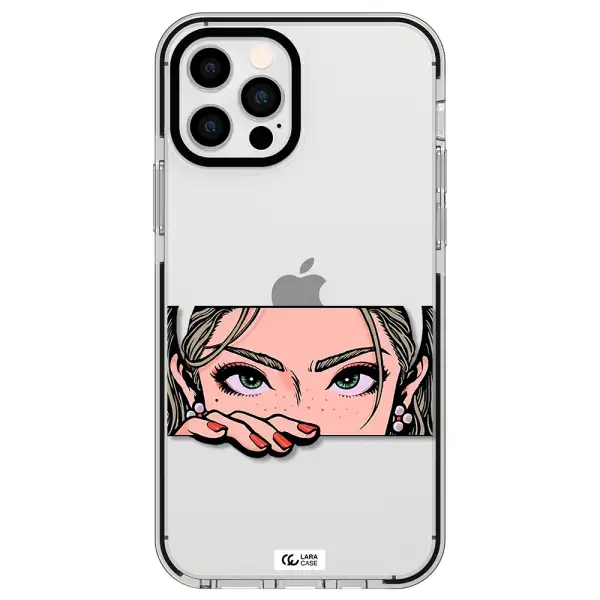 a cartoon of a woman's face Apple iPhone 12 pro impact black border Case