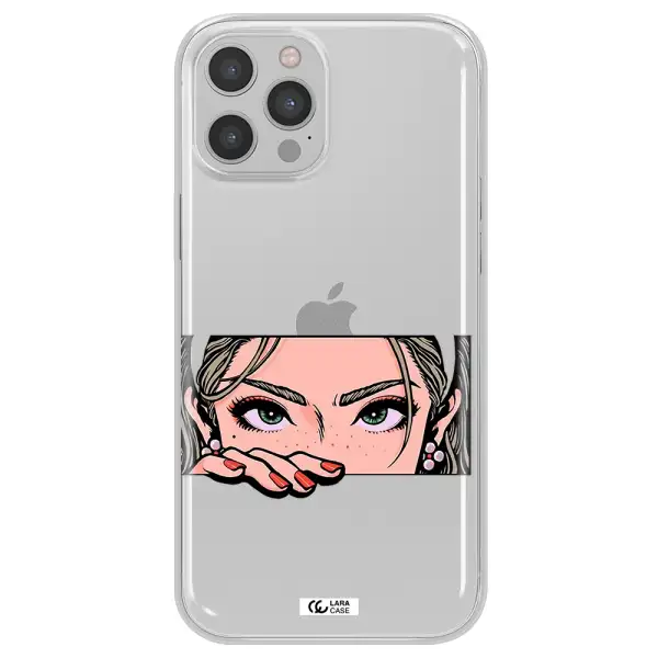 A Cartoon Of A Woman's Face Apple Iphone 12 Pro Max Clear Tpu Case