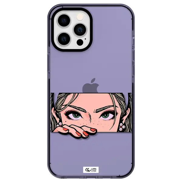 a cartoon of a woman's face Apple iPhone 12 pro max impact Lilac Case