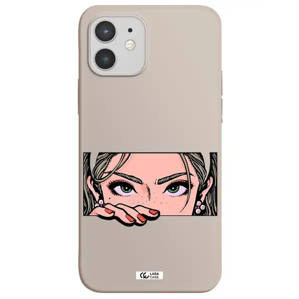a cartoon of a woman's face Apple iPhone 12 Silicone Stone Case