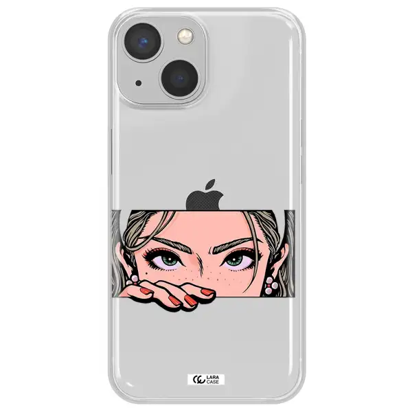 A Cartoon Of A Woman's Face Apple Iphone 13 Clear Tpu Case