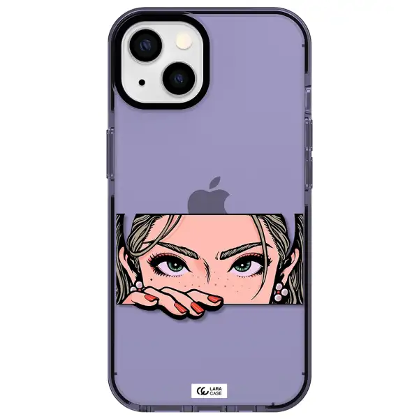 a cartoon of a woman's face Apple iPhone 13 impact Lilac Case
