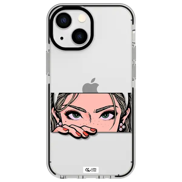 a cartoon of a woman's face Apple iPhone 13 mini impact black border Case