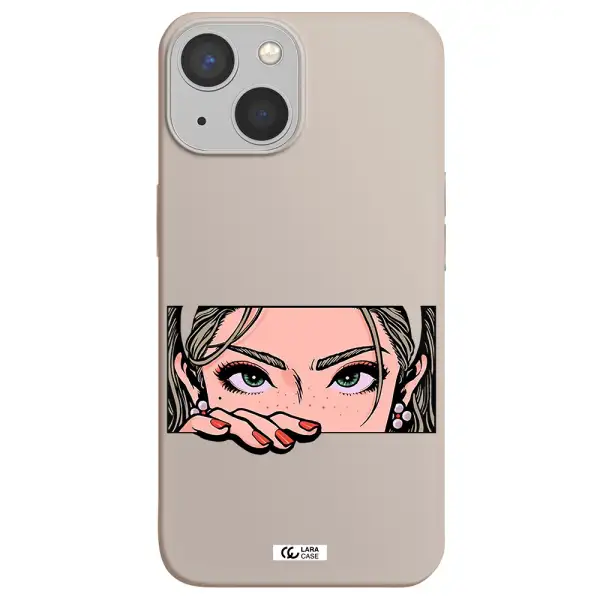 a cartoon of a woman's face Apple iPhone 13 mini Silicone Stone Case