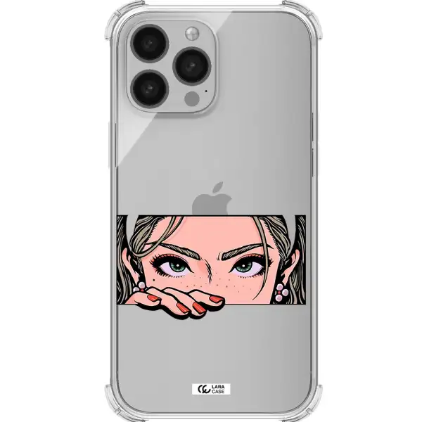 a cartoon of a woman's face Apple iPhone 13 Pro Clear PC Case
