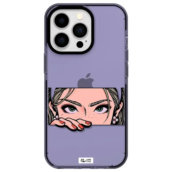 a cartoon of a woman's face Apple iPhone 13 Pro impact Lilac Case