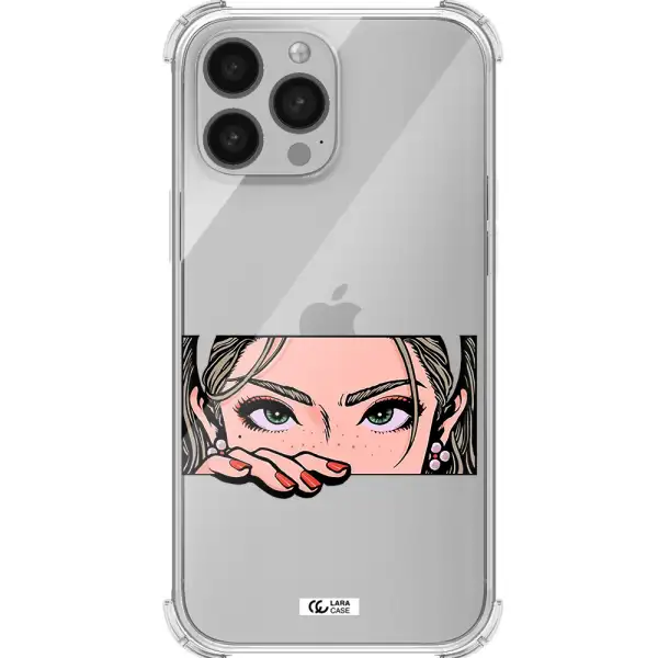 a cartoon of a woman's face Apple iPhone 13 Pro Max Clear PC Case