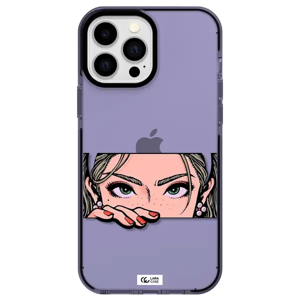 a cartoon of a woman's face Apple iPhone 13 Pro Max impact Lilac Case