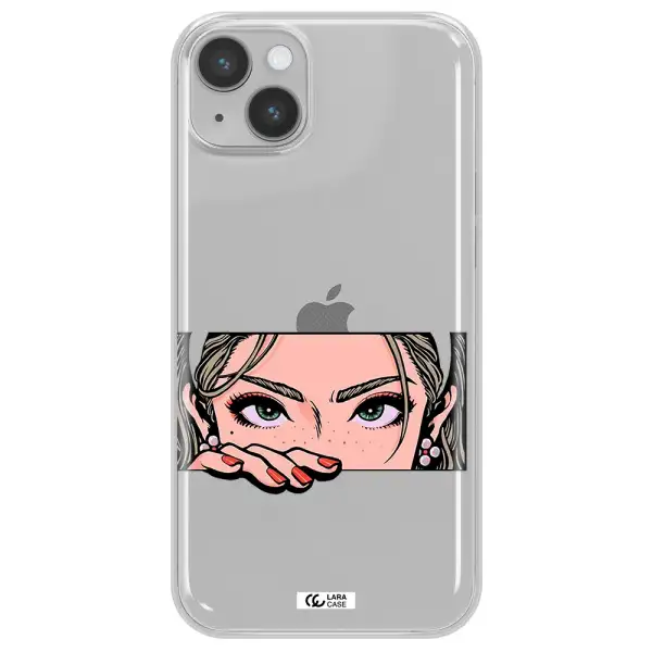 A Cartoon Of A Woman's Face Apple Iphone 14 Clear Tpu Case