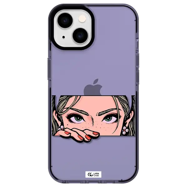 a cartoon of a woman's face Apple iPhone 14 impact Lilac Case
