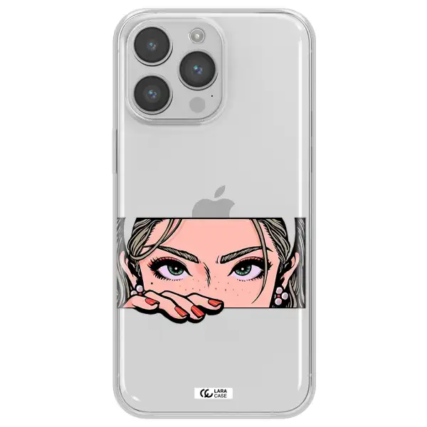 A Cartoon Of A Woman's Face Apple Iphone 14 Pro Clear Tpu Case