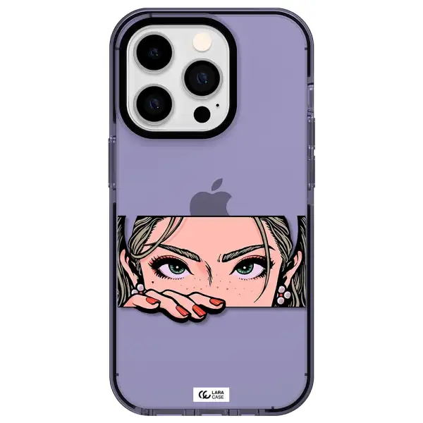 a cartoon of a woman's face Apple iPhone 14 pro impact Lilac Case