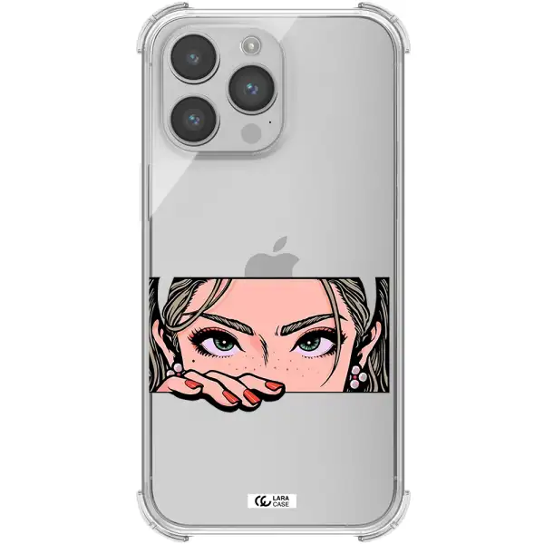a cartoon of a woman's face Apple iPhone 14 pro max Clear PC Case