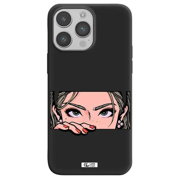 a cartoon of a woman's face Apple iPhone 14 pro Silicone black Case