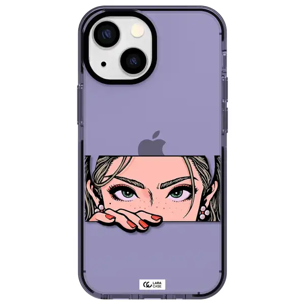a cartoon of a woman's face Apple iPhone 15 impact Lilac Case
