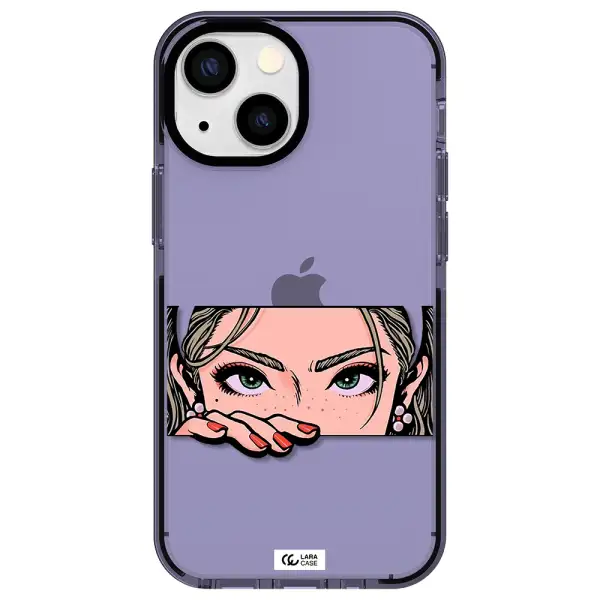 a cartoon of a woman's face Apple iPhone 15 Plus impact Lilac Case