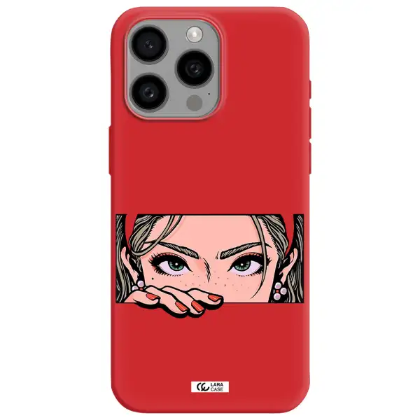 A Cartoon Of A Woman's Face Apple Iphone 15 Pro Max Silicone Imperial Red Case