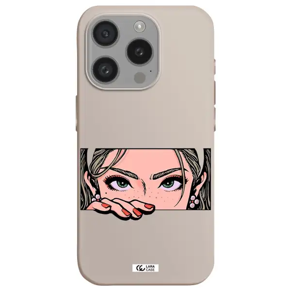 A Cartoon Of A Woman's Face Apple Iphone 15 Pro Silicone Stone Case