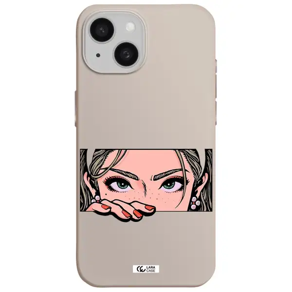 a cartoon of a woman's face Apple iPhone 15 Silicone Stone Case