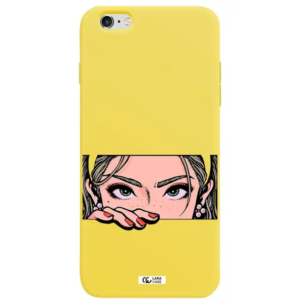 a cartoon of a woman's face Apple iPhone 6 plus Silicone canary yellow Case