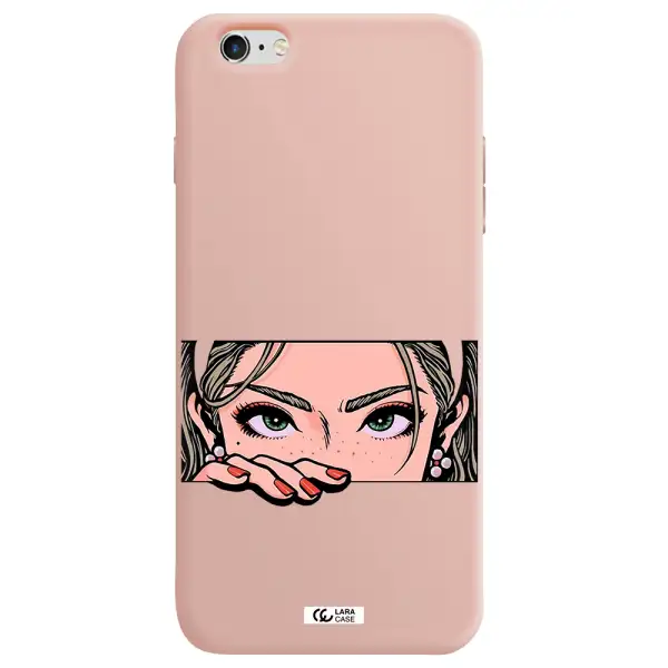 a cartoon of a woman's face Apple iPhone 6 plus Silicone pastel pink Case