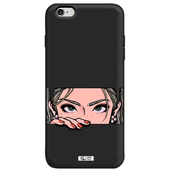a cartoon of a woman's face Apple iPhone 6 s plus Silicone black Case