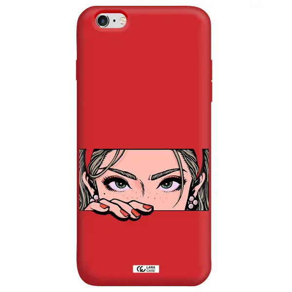 a cartoon of a woman's face Apple iPhone 6 s plus Silicone Imperial Red Case