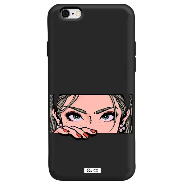 a cartoon of a woman's face Apple iPhone 6 Silicone black Case