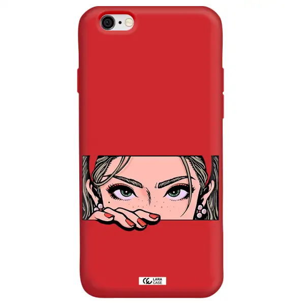 a cartoon of a woman's face Apple iPhone 6 Silicone Imperial Red Case