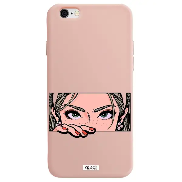 a cartoon of a woman's face Apple iPhone 6 Silicone pastel pink Case